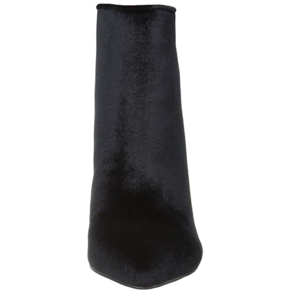 Black Velvet Pointy Toe Stiletto Heel Ankle Boots - Picture 7 of 8